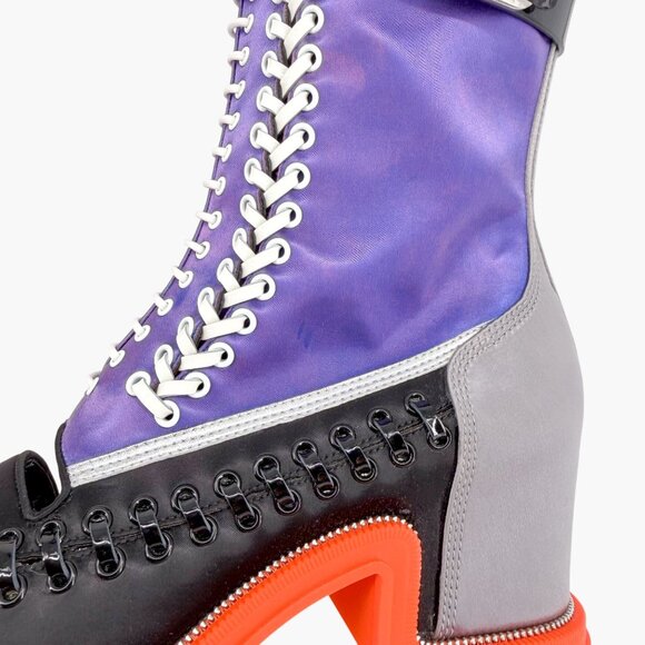 Louis Vuitton Moonlight Lace-Up Boots Size 37.5 US 7.5 Women’s Purple Satin - Picture 9 of 15